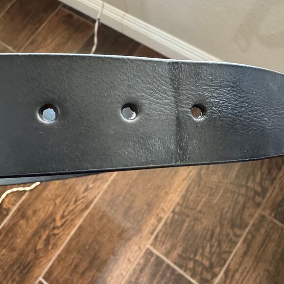 Calvin Klein Jeans Mens Leather Belt with Keeper Ring Medium 34 36 Black Silver - Picture 12 of 15